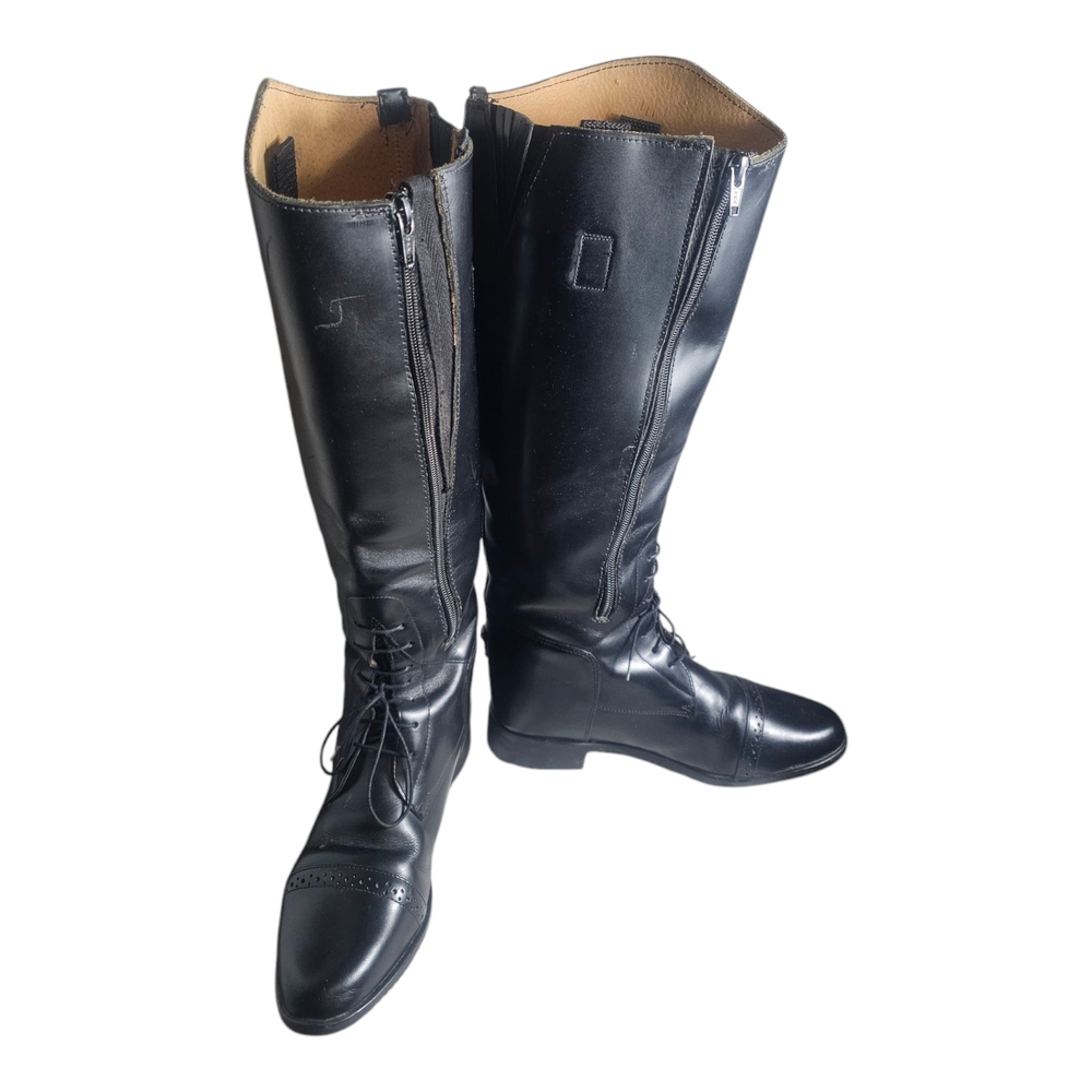 Amazonas Cavalier Riding Boots 8 XW Equestrian Black Leather Deadstock Condition